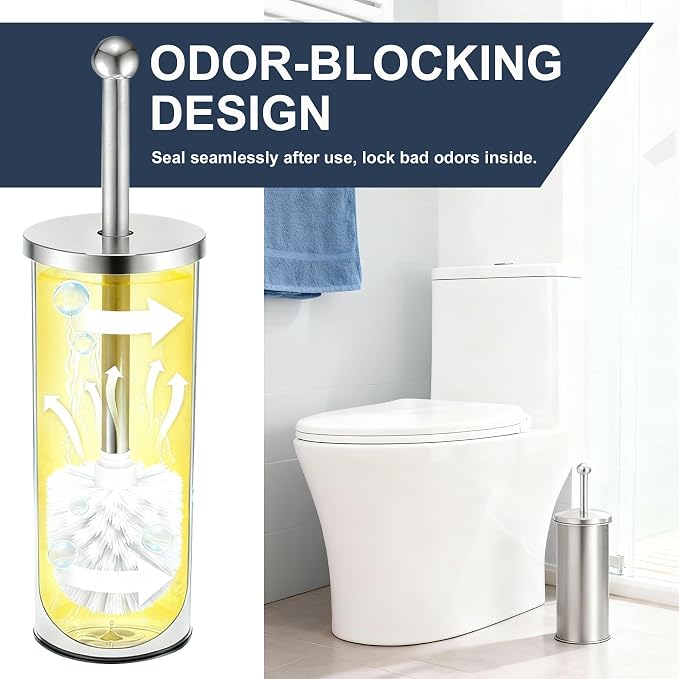 Toilet Brush and Holder Set: 304 Stainless Steel Toilet Bowl Brush - Image 5