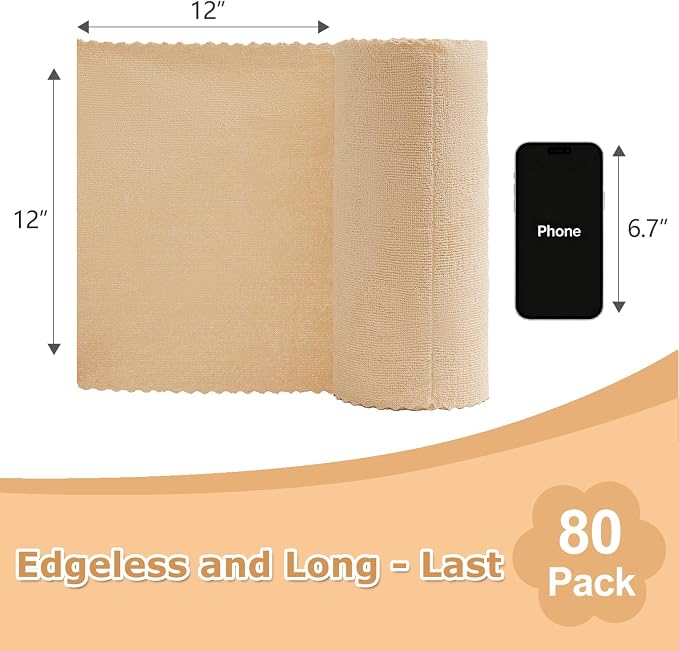 Jessy Home 80 Pack Microfiber Cleaning Cloth Roll Reusable Paper Towels 12"x12" - Image 2
