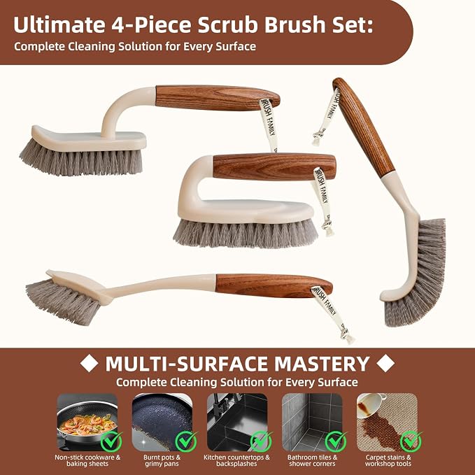 4-Pack Heavy Duty Scrub Brushes Set - Image 8