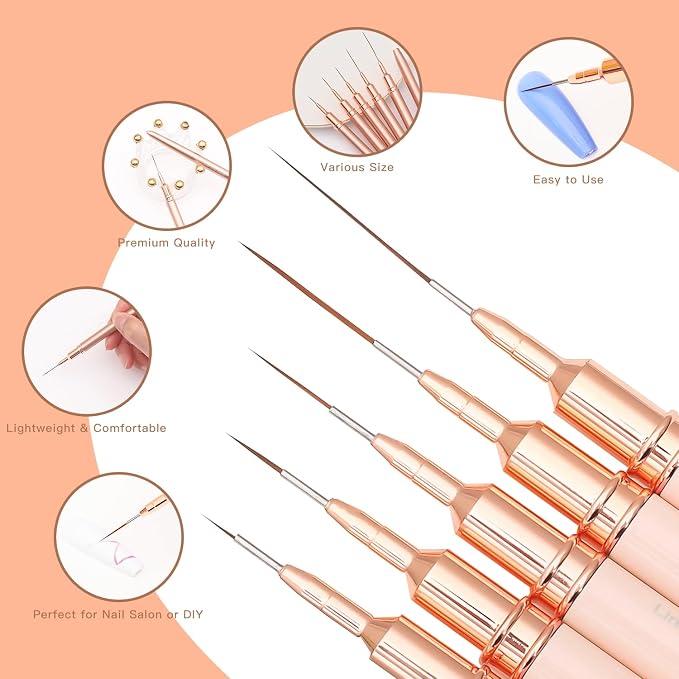 Metallic Nail Art Brushes, UV Gel Polish Painting Art Design Pen - Image 6