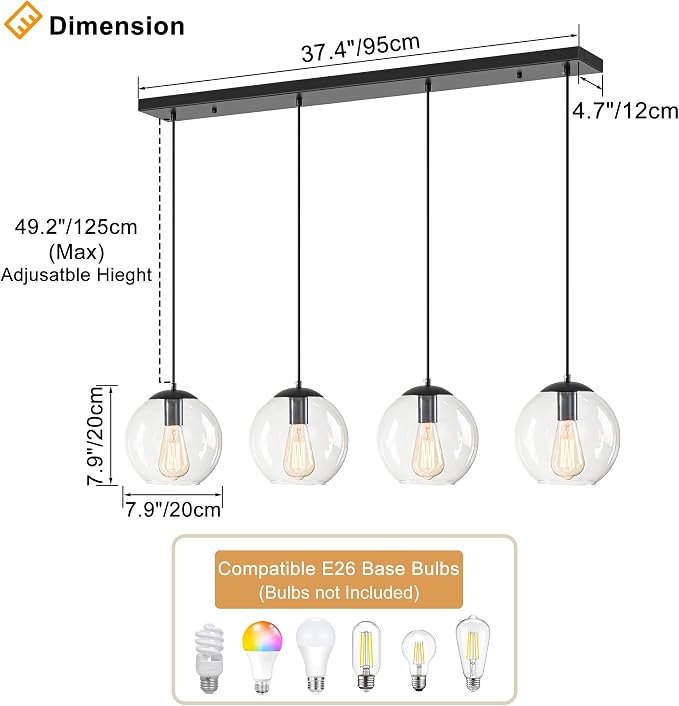 Globe Pendant Light, Modern Hanging Lighting Fixture, Classic Cluster Chandelier - Image 3