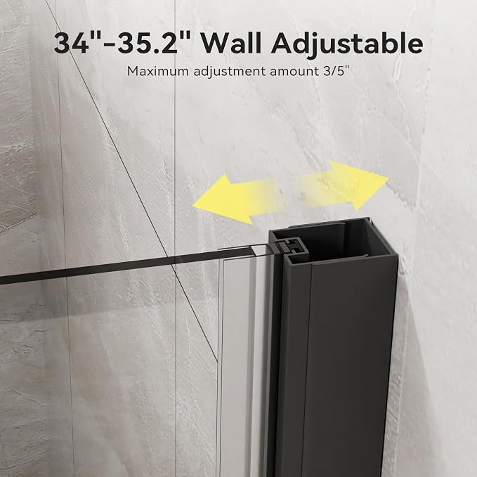 Frameless Bi-Fold Shower Door 34" W x 72" H, 1/4" Clear Tempered Glass - Image 3
