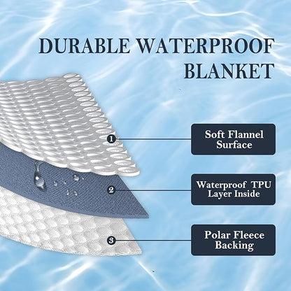 Waterproof Blanket 40"x60" for Adults, Reversible Waterproof Bed Cover for Dogs Cats Pets, Soft Leakproof Blanket for Bed Couch Sofa Furniture Protector, Navy Blue/Light Grey