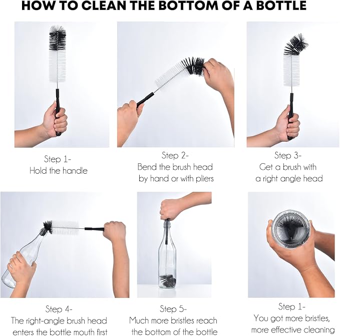 ALINK 3-Pack Long Black Bottle Cleaning Brush - Image 3