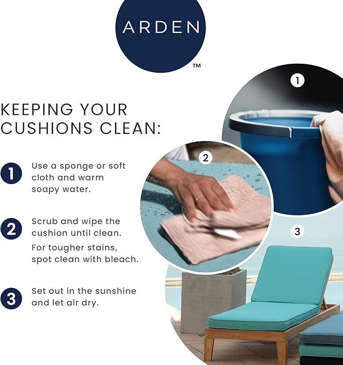 Arden Outdoor Dining Chair Cushion, 2 Pack, 20 x 20, Rain-Proof, Fade Resistant, French Blue Texture