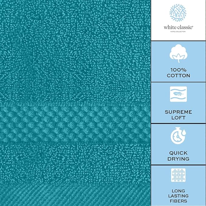 White Classic Luxury Cotton Washcloths 13x13 Inch - Image 7