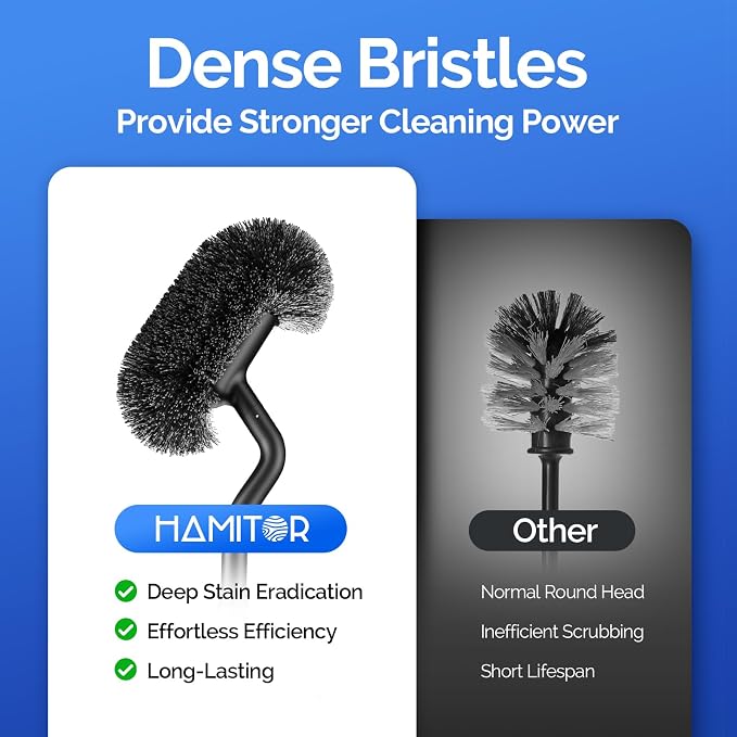 HAMITOR Toilet Brush and Holder Set: 304 Stainless Steel Rustproof Toilet - Image 7