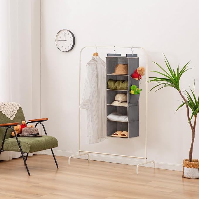 YOUDENOVA Hanging Closet Organizer, 5-Shelf Closet Hanging Storage Shelves - Image 6