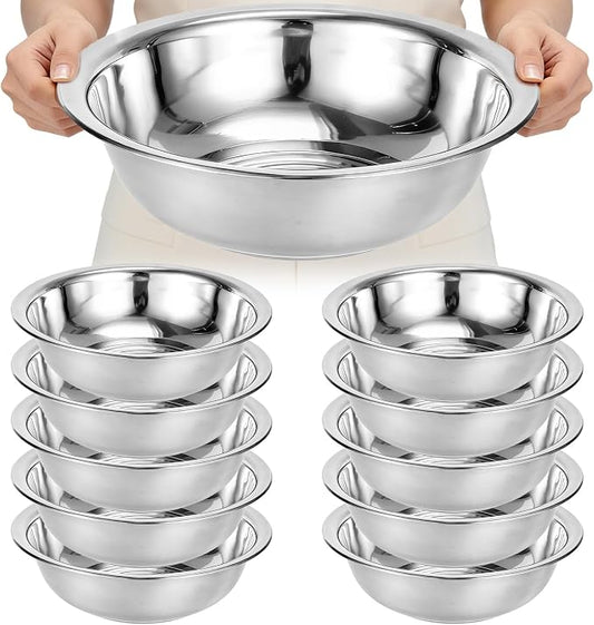 10 PCS Stainless Steel Mixing Bowls 13 Inch 8 Qt Extra Large Metal Basin by Unknown