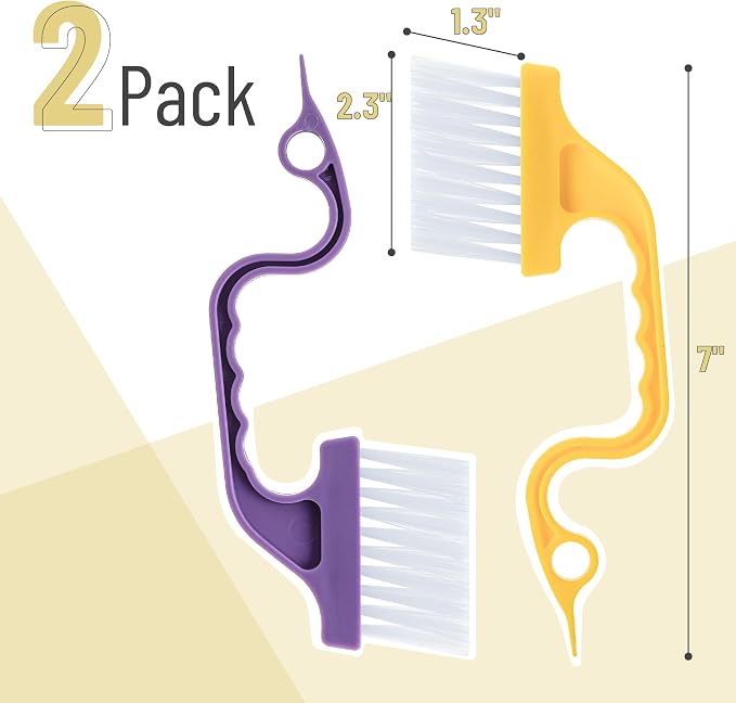 Slick- Window Track Cleaning Brush, 2 Pack, Built-in Scraper, Window Track - Image 2