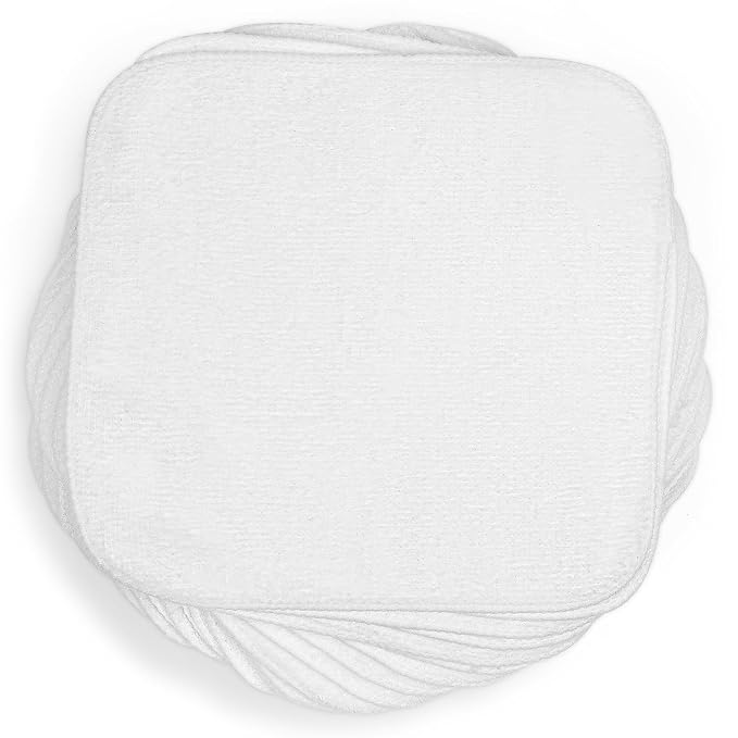 AOMIG Reuseable Cleaning Cloths 25PCS Washable Cotton White Cleaning Rags by AOMIG