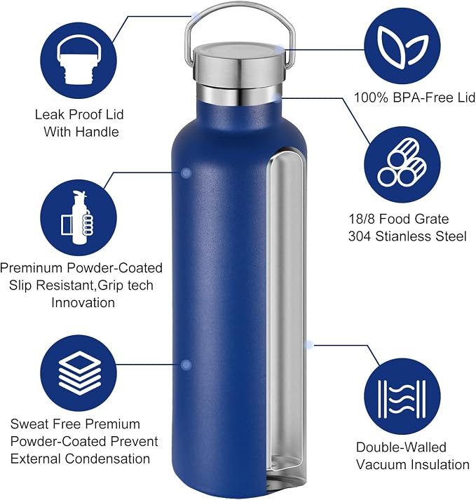 Neihepal 20 oz Insulated Water Bottles Bulk 4 Pack, Stainless Steel Double Wall - Image 3
