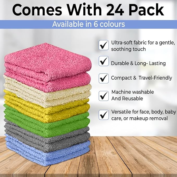 100% Cotton Washcloth Set – Soft, Absorbent Face Towels - Image 3