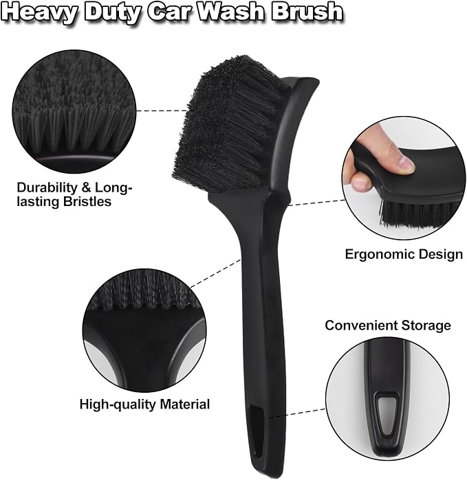 9Pcs Car Wheel & Tire Brush Kit, Wheel Cleaner Brush, Soft-bristled Rim Brush - Image 5