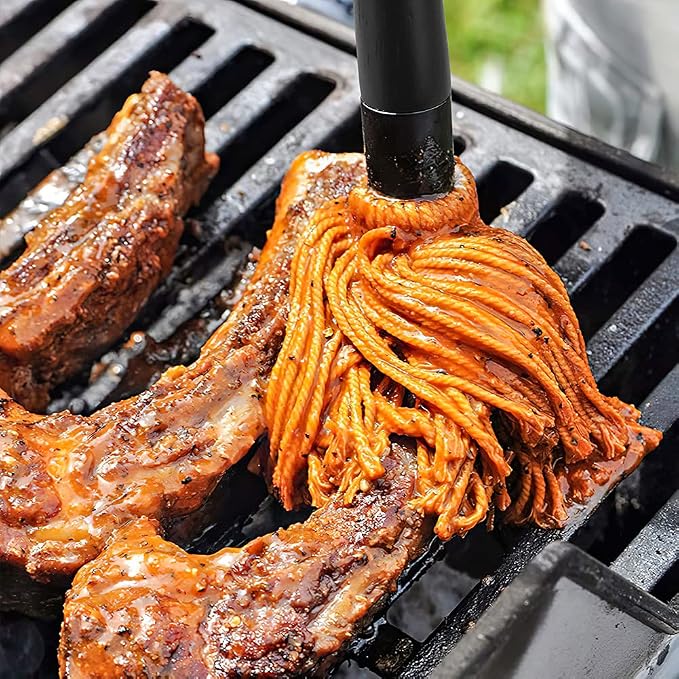 Grill Basting Mop, YFWOOD 18 Inch Grill Basting Brush BBQ Mop Black Wooden Long - Image 4