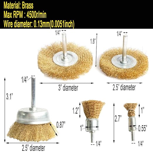 5pcs Brass Wire Wheel Brush Kit - Image 5