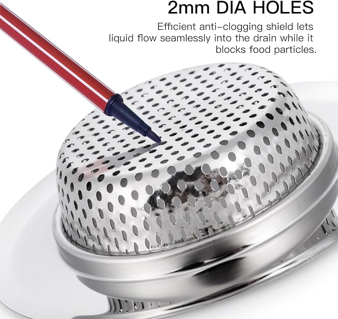 4 Pack Heavy Duty Stainless Steel Kitchen Sink Drain Strainer, Bathroom Hair - Image 5