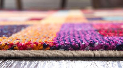 Unique Loom Estrella Collection Colorful, Geometric, Squares Modern, Abstract Area Rug (5' 0 x 8' 0 Rectangular, Multi/Beige)