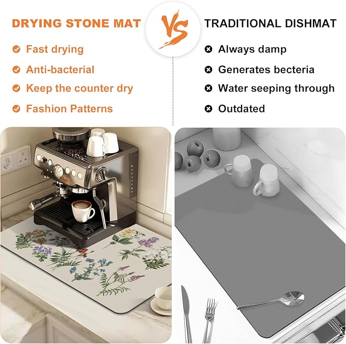 LOKHOM Dish Drying Mat for Kitchen Counter, Dish Drainer Rack Mat for Kitchen - Image 7
