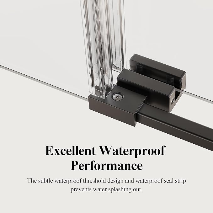 46-48" W x 76" H Frameless Sliding Shower Door, Safety Bathroom Single Sliding - Image 8