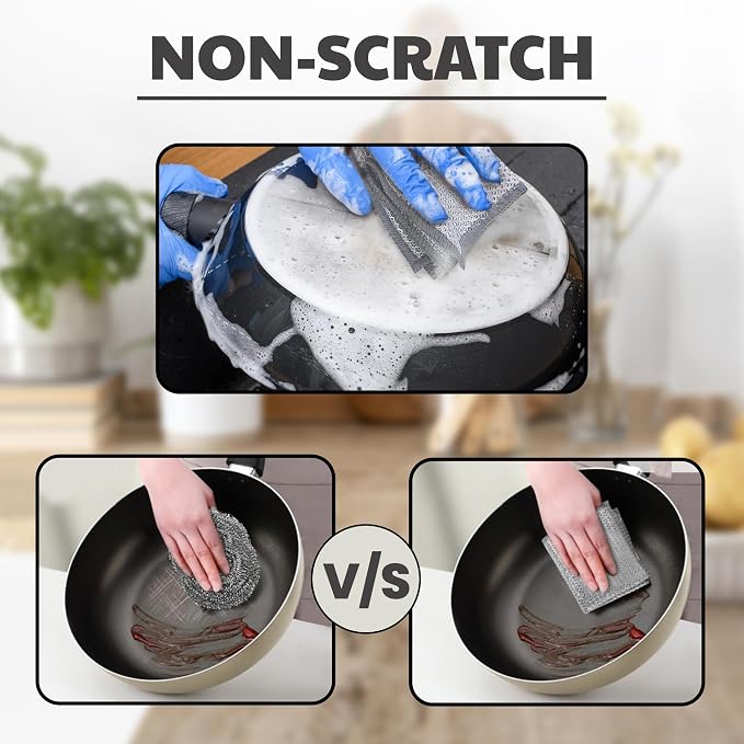 CrafTreat Non Scratch Wire Dishwashing Rag, 10 Pack Double Layer Reusable Wire - Image 6