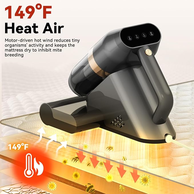 Mattress Vacuum Cleaner with 149°F Heat, 16KPa Powerful Suction, 253.7nm U V-C - Image 3