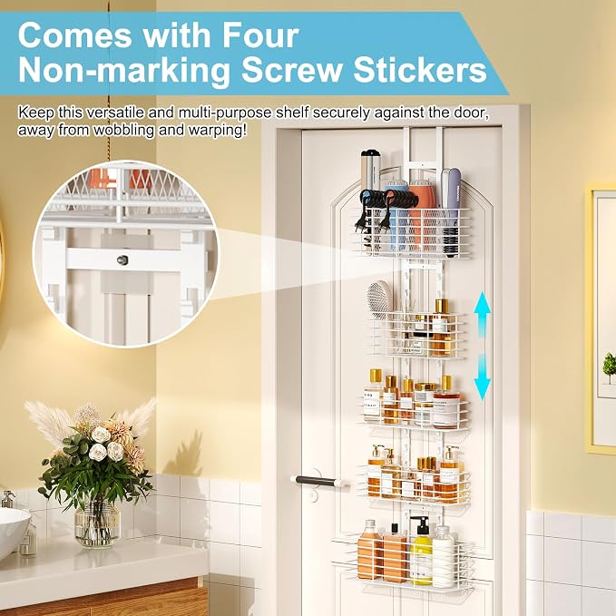 5-Tier Over The Door Organizer Bathroom Shelves Hair Tool Organizer - Image 2