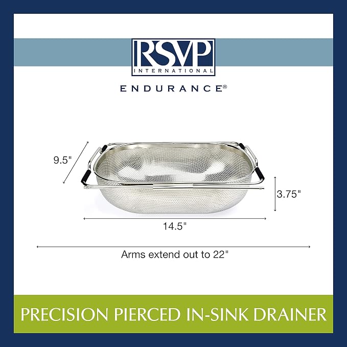 RSVP International Precision Pierced In-Sink Drainer, Stainless Steel - Image 3