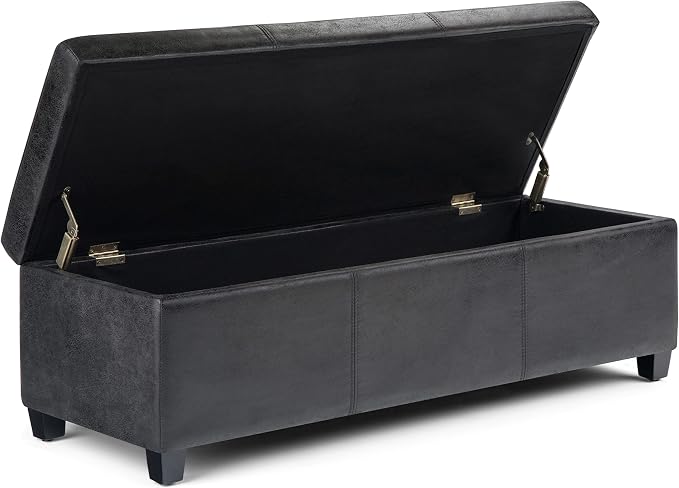SIMPLIHOME Avalon 48 inch Wide Contemporary Rectangle Storage Ottoman Bench in - Image 3