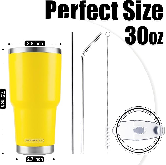 D·S 30oz Yellow Tumbler Stainless Steel Insulated Travel Mug - Image 2