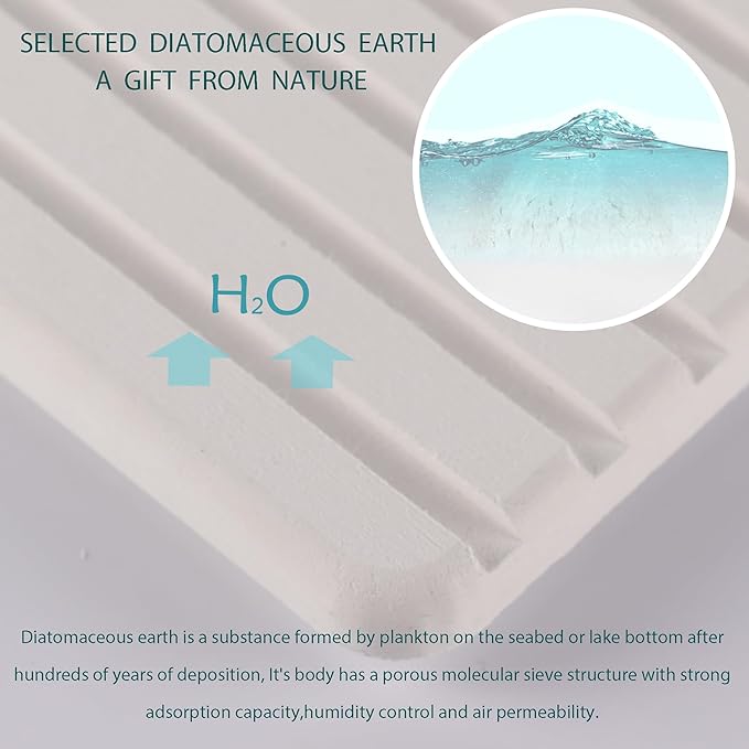 2 PCS Water Absorbent diatomite Coasters, 9.5" x 5.5" Water Absorbing Stone Tray - Image 5