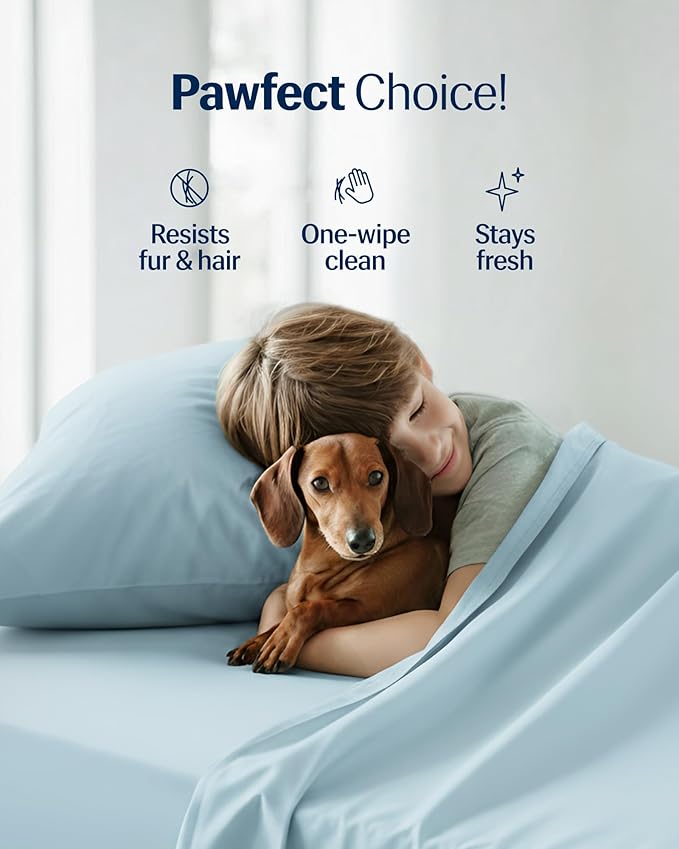 REST® Evercool®+ Cooling Sheet Set, Full Size, Light Blue, Breathable Bed Sheets for Hot Sleeper and Night Sweats, with Pillowcases, with Ionic+ Self-Cleaning Silver Yarn for Sensitive Skin, 4PCS