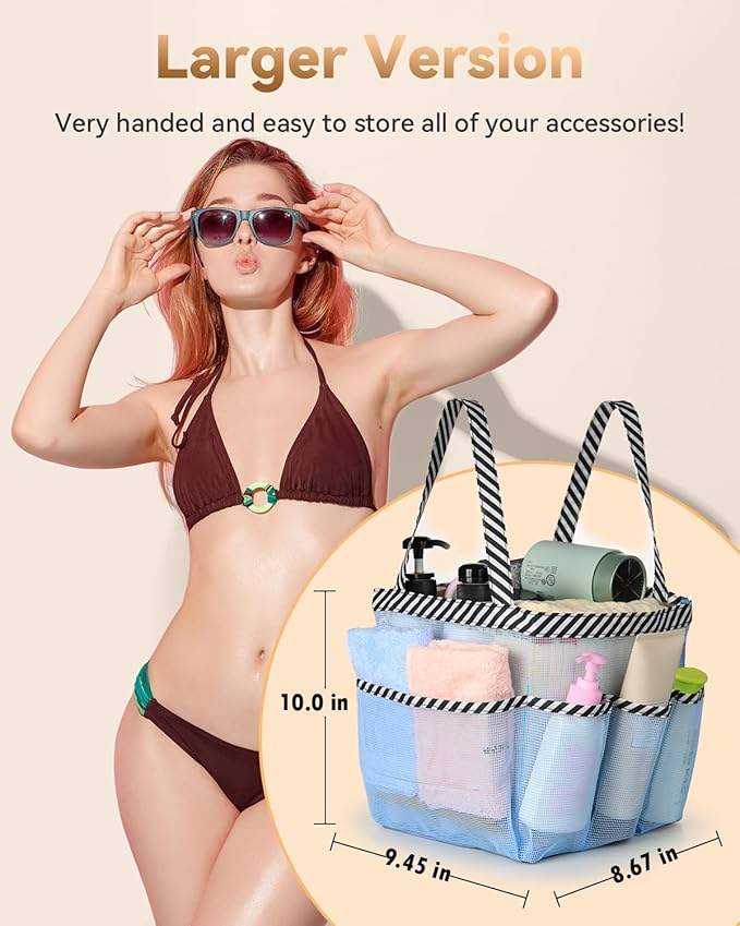 Temede Mesh Shower Caddy Tote, Large Shower Caddy Basket Portable, Quick Dry - Image 2