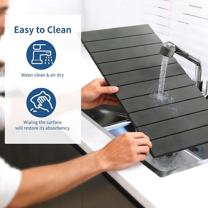 Hopegiver Stone Drying Mat for Kitchen Counter, Super Absorbent, Non-Slip & - Image 5