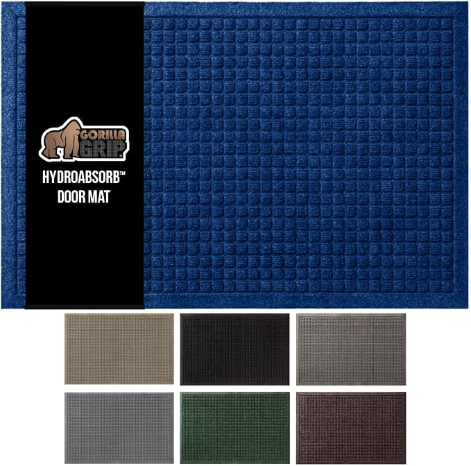 GORILLA GRIP Front Door Mat, Indoor Outdoor Ultra Absorbent HydroAbsorb Doormat by GorillaGrip