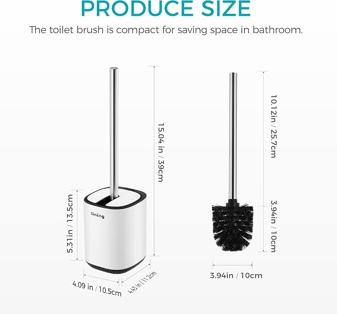 Toilet Brush and Holder Set Toilet Bowl Brush Stainless Steel Automatic Open - Image 4
