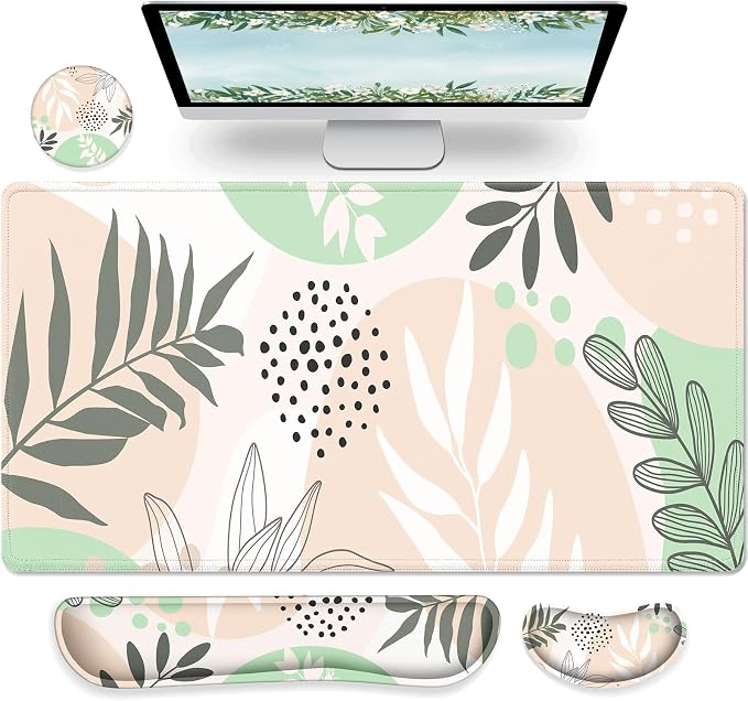 Gimars 4 in 1 Mouse Pad and Keyboard Wrist Rest Set, Large Mouse Pad by Gimars