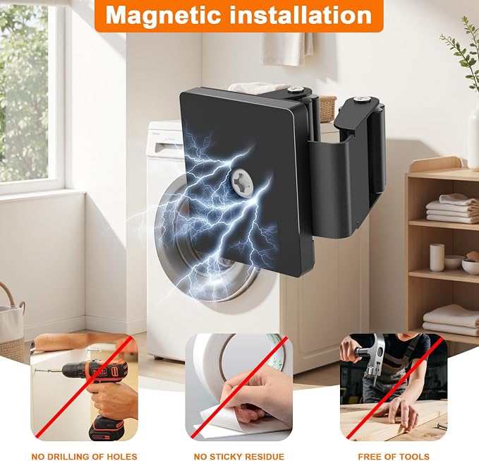 4 Pack Strong Magnetic Mop Broom Holder, Heavy Duty Magnetic Broom Mop Hanger - Image 4