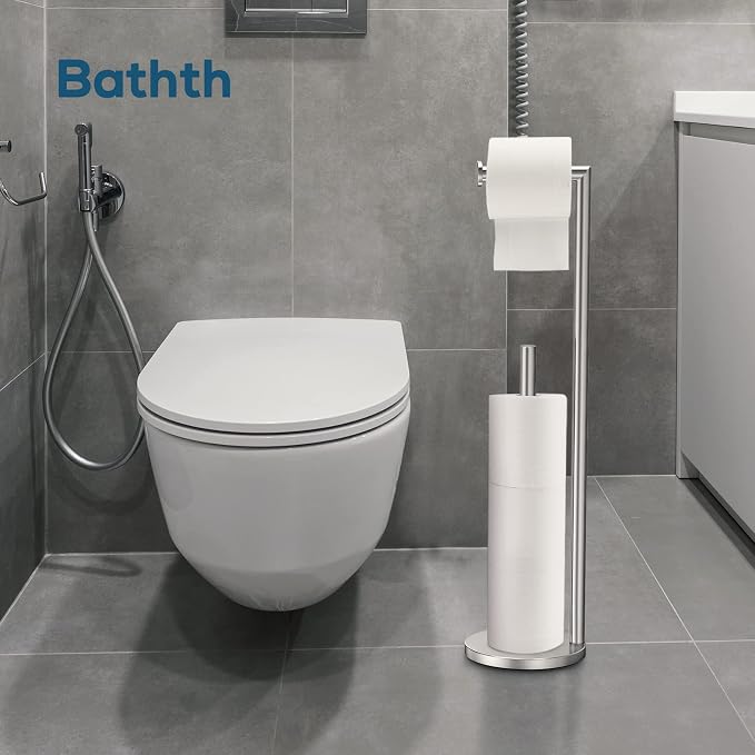Toilet Paper Holder Stand, Toilet Paper Stand Brushed Nickel, Free Standing - Image 4