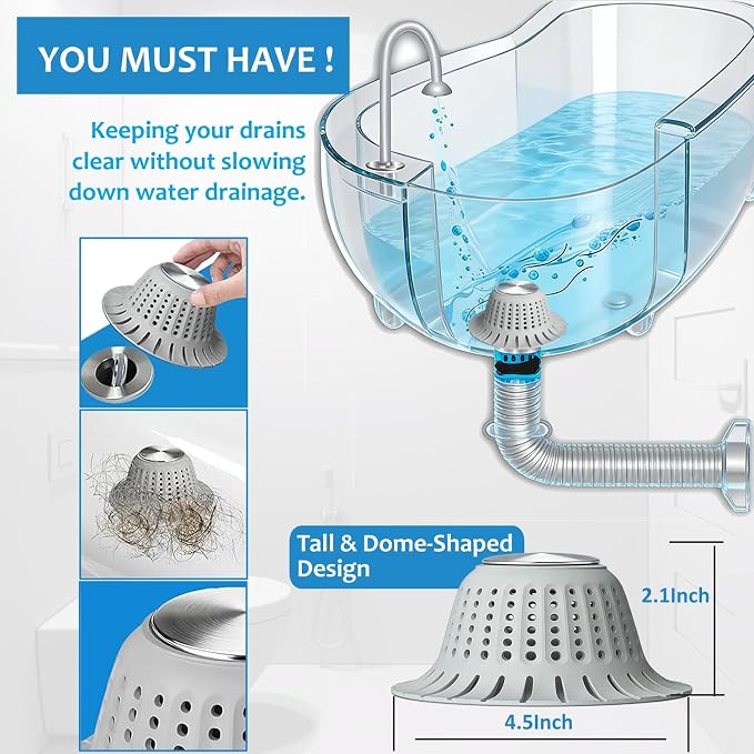 Hair Catcher Shower Drain, Bathtub Drain Hair Catcher, Covering Bathroom Sink - Image 5