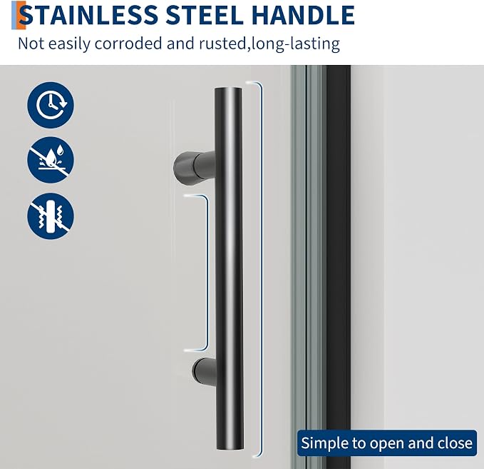 Frameless Hinged Shower Door, Adjustable 33.6"-34.6" W x 72" H Single Swing - Image 5