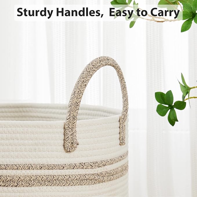 Fiona's magic 72L Large Woven Laundry Hamper, Tall Cotton Rope Storage Basket - Image 5