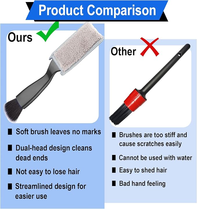 Double Head Brush for Car Clean, 2 in 1 Car Detailing Brush, Double Ended - Image 3