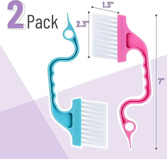 Slick- Window Track Cleaning Brush, 2 Pack, Built-in Scraper, Window Track - Image 2