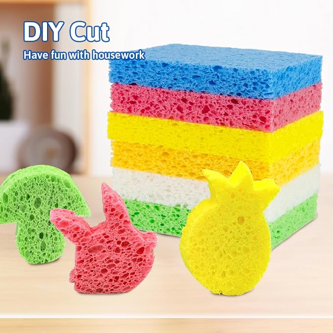 6 PCS Multi-Use Cellulose Kitchen Sponges Compressed Cellulose Sponges - Image 9