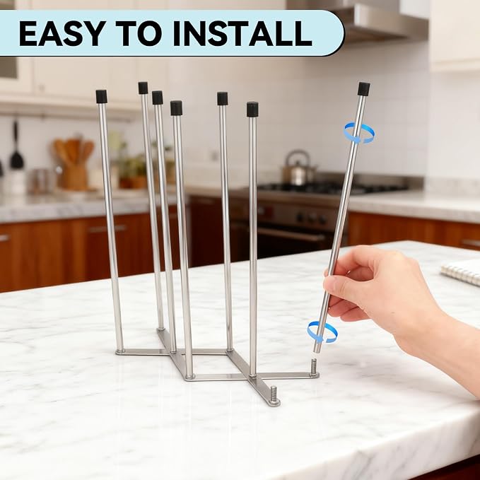 Foldable Baby Bottle Drying Rack – 8-Pole Collapsible Bottle Organizer - Image 4