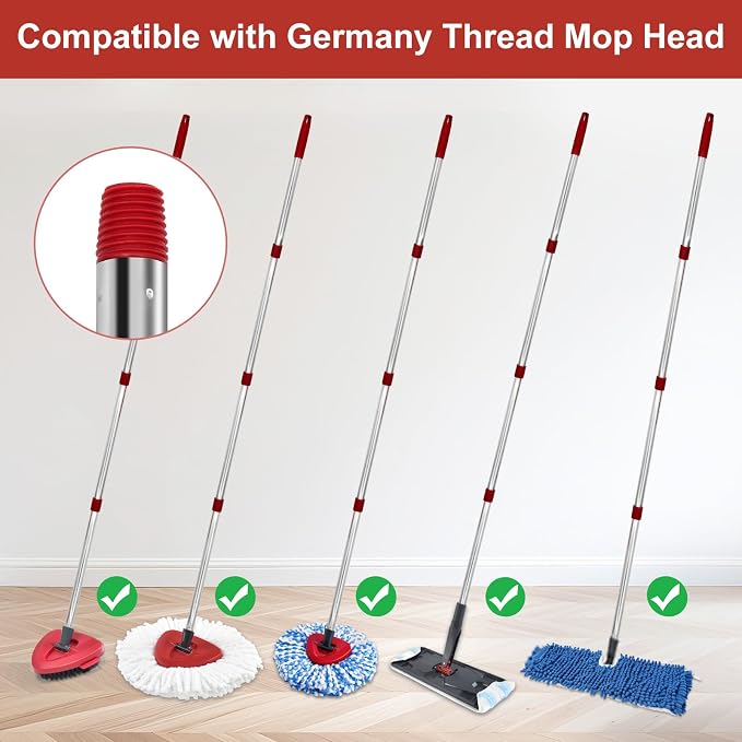 4 Section Stainless Spin Mop Replacement Handle - Image 6
