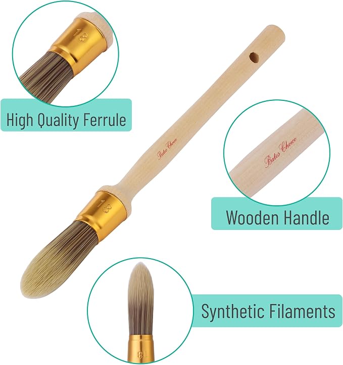 Bates Trim Brush, Wood Handle Paint Brush, Small Brushes - Image 4