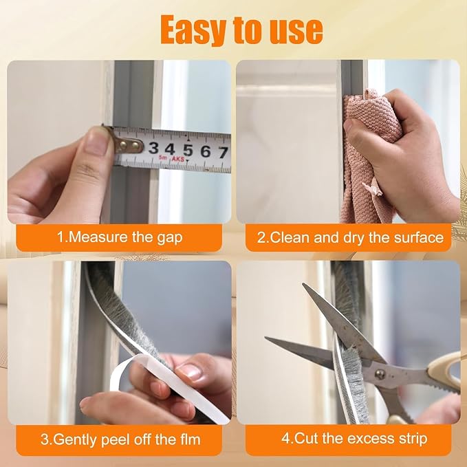 24.6FT Brush Weather Stripping, Neat Pile Self Adhesive Seal Strip - Image 6