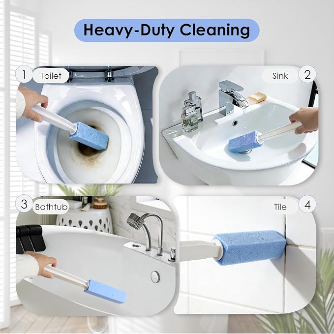 Toilet Cleaner Brush, Silicone Toilet Brush+Pumice Stone - Image 6